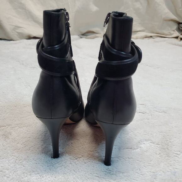 Cole Haan Nike Air Black Leather Strappy Dressy Office Stiletto HIgh Heel Boot 7 - Picture 5 of 13